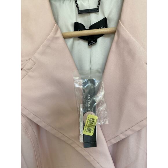 NWT Feminine Antonio Melani Pale Pink Trench Coat Jacket Classy Jacket Medium - Picture 6 of 9
